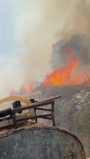 דיווחים לבנונים - שריפה גדולה פרצה באזור רמיש כתוצאה מירי...